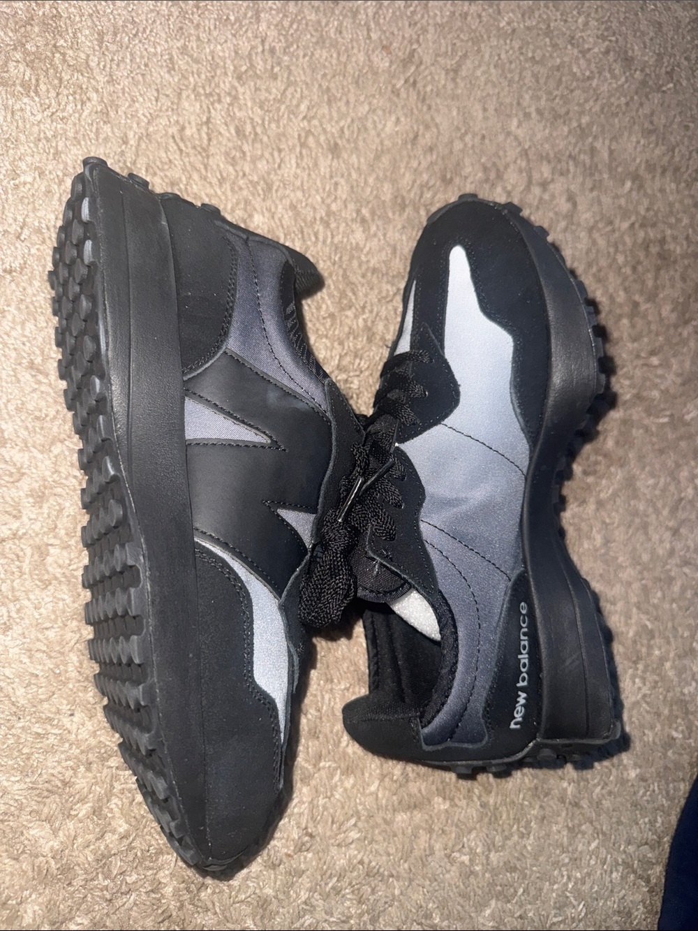 Classic New Balance 
Black on Black “Phantom” 327